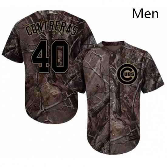 Mens Majestic Chicago Cubs 40 Willson Contreras Authentic Camo Realtree Collection Flex Base MLB Jersey